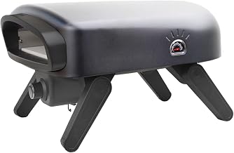 SANTOS Pizzaofen O-140 Black – Gas-Pizzaofen 4,7 kW – 500 °C – Cordieritstein für Pizzen bis Ø 35cm – manuell – schwarz, klappbar – Outdoor - Pizza, Flammkuchen, Brot & mehr