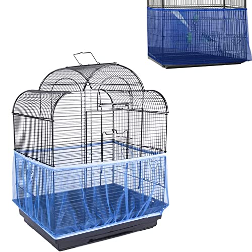 Lemengtree Bird Cage Cover Universal Birdcage Seed Catcher Guard Net Cover, Parrot Nylon Mesh Net Cover, Airy Gauze Birdcage Accessories Mesh Net Cover For Round Square Cages (Blue-Mesh Net Cover) #TOP4