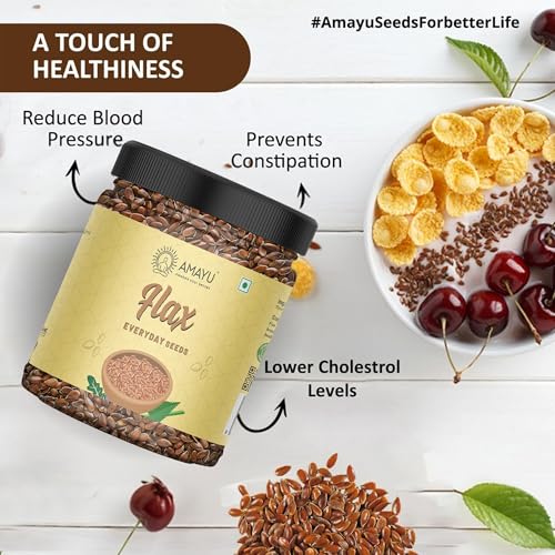 Image of AMAYU Healthy Raw Seeds Combo Pack | Pumpkin Seeds, Flax Seeds, Sunflower Seeds (200 gm x 3) Immunity Booster | Healthy Snacks | Diet Food | Seeds for Eating (Pack of 3)