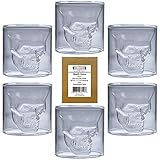 ALANDIA 6x Verres à Tête de Mort | Idéal comme Verres à Whisky, Absinthe ou Verres à Shot Liqueur | 80 ml