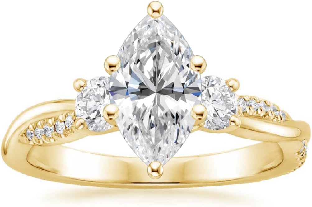 Petite Twisted Vine Moissanite Diamond Ring Set, 3.0 Carat Marquise Moissanite Engagement Ring Set, Wedding Ring Set, Bridal Ring, Promise/Anniversary Rings for Wife