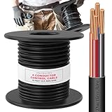 DuctlessAire 4 Conductor Control Cable - 14/4 AWG - Control Cable for Mini Split Air Conditioner, HVAC, Heat Pump Systems - Color Coded & Black Exterior Jacket Marine Wires (75 ft)