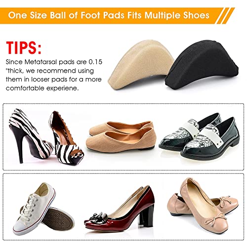 Image of Aston Andia 4 Pair /8 PCS Soft Shoe Fillers for Women Adjustable Tightener Pads Reusable Insoles for Loose Shoes(Black and Beige)