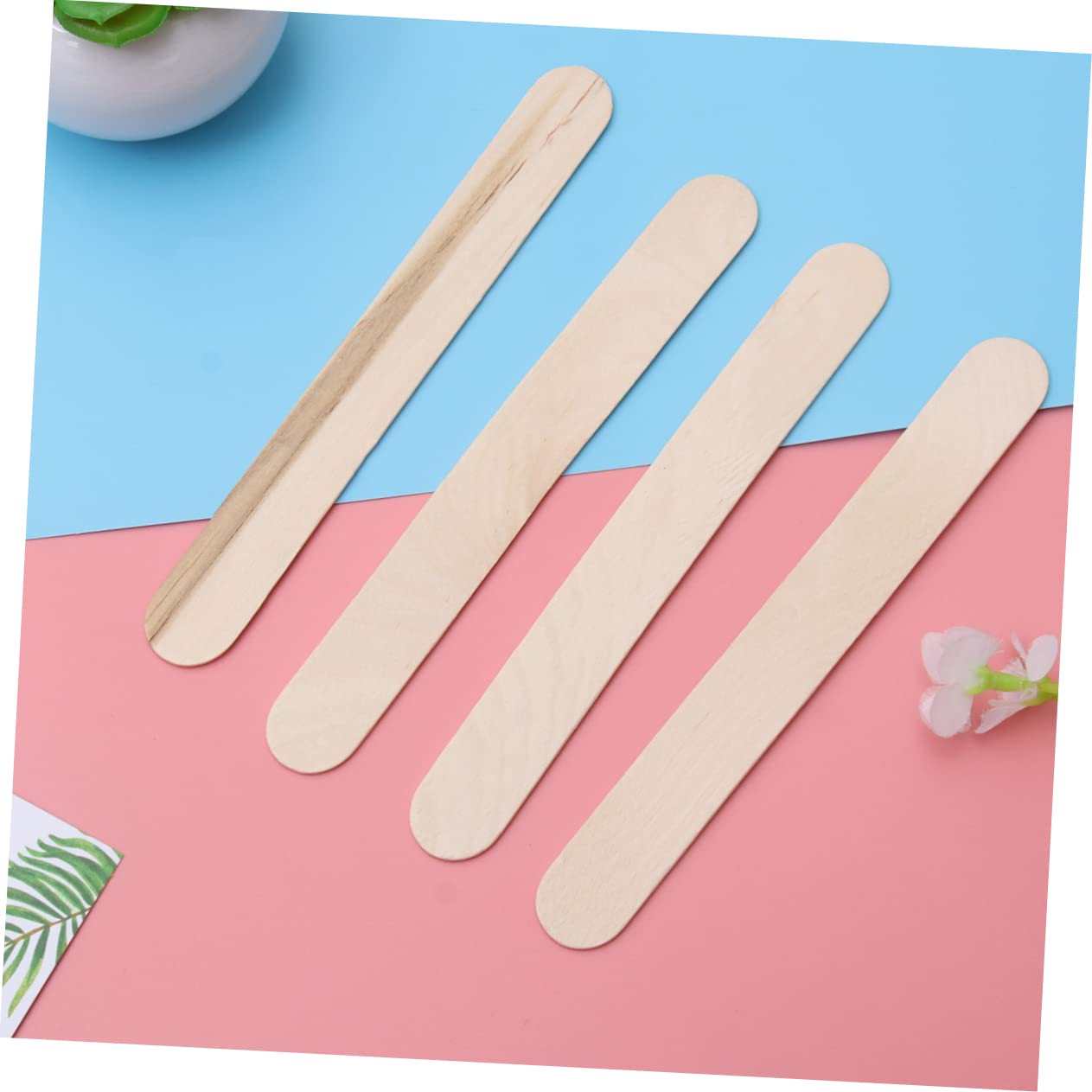 VALICLUD 50Pcs Wax Spatula Applicator Sticks for Hair Removal Wooden Waxing Sticks for Salon Home Use for Smooth Wax Application and Bikini Line Care