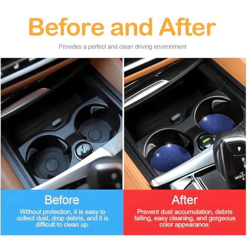 Image of Osilly Bling Car Cup Holder Coaster, Crystal Rhinestone Anti-Slip Insert Coasters, Universal 2.75 Inch Fashion Automotive Cup Mat, Car Interior Accessories Decor Gifts for Women (Dark Blue, 4PCS)
