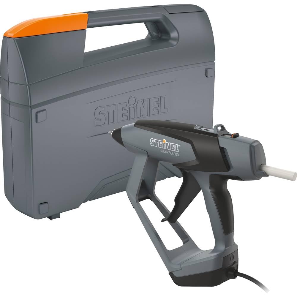 Steinel GluePRO 300 pistola per colla professionale in valigetta, pistola per colla a caldo con supporto, ugello intercambiabile