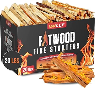 Vivlly Fatwood Fire Starter Pack – Starter Wood for Fireplace – Small Wood Logs for Campfire Stove, Grilling & Cooking – Firewood Lighter Kindling Sticks – Firepit Burning (20 lb)
