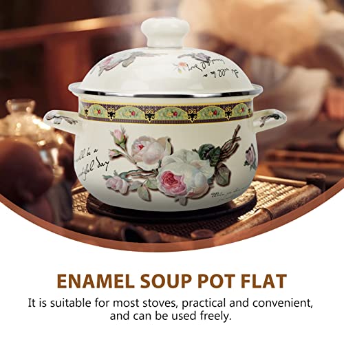 Enamel Stew Pot Soup Tigela: Coréia Ramen Macarrão Panela Com Tampa Estoque Pote Não- Stick Caçarola