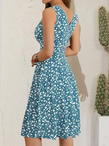 Image of FENSACE Summer Dresses for Women Sleeveless Knee Length Floral Tank Dress