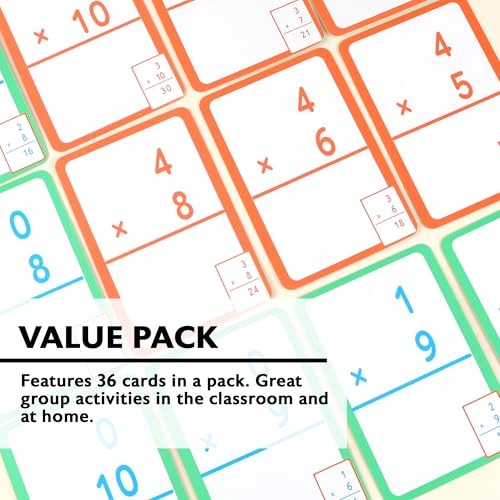 Image of BAZIC Products Multiplication Flash Cards, 36 Cards, Self-Checking, 72-Case | Answer printed on each card for self-checking math practice, Flashcard, Bulk pack, For studying and classroom practice