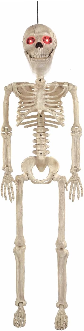 Seasons 36" Animated Posable Skeleton, Light Up Eyes and Sound with Motor Mouth, Halloween Decoration for Crazy Bonez Skeleton Line