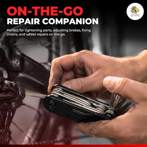 Image of PRO365 16-in-1 Bicycle Repair Tool Kit | 1 Year Brand Warranty | Foldable Multitool with Allen Keys, Screwdrivers, Spoke Wrench & Socket Spanner | Cycle Maintenance Tool for MTB, Hybrid & Kids Bikes