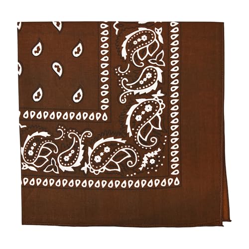 Motique Accessories 22 Inch Cotton Paisley Bandana - Brown