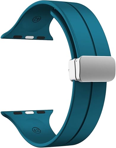 Miniatura 7 de Correa magnética compatible con Apple Watch Band de 1.496 in 1.575 in 1.614 in 1.654 in 1.732 in 1.772 in 1.929 in, correa deportiva de silicona