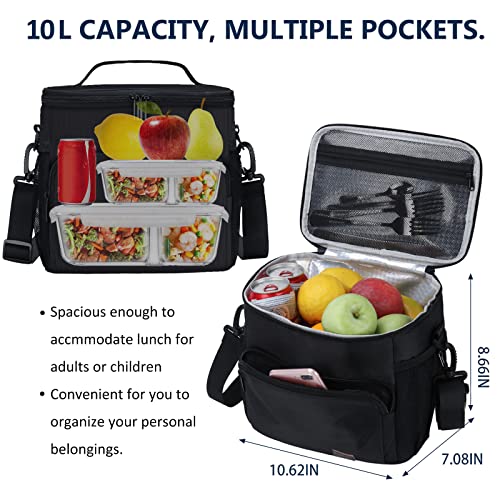 Gloppie Lunch Bag For Men Kids Lunch Box Bag Women Insulated Lunch Cooler Bag Lunchbox For Adults Reusable Lunchbag Black Lncuh Pail Work #TOP1