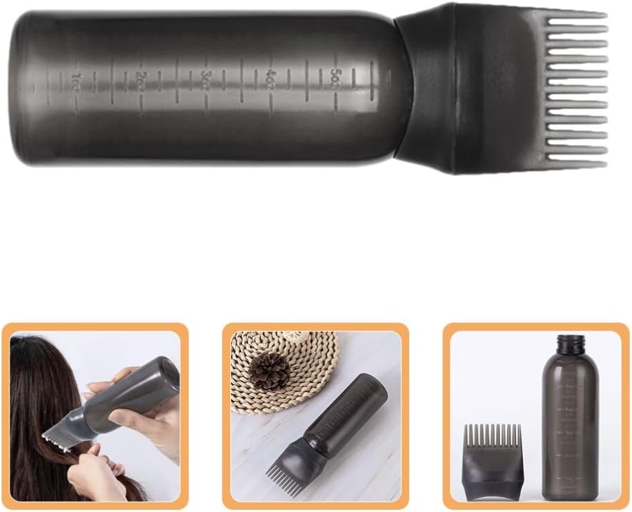 2pcs Root Comb Hair Oil Applicator Bottle Graduated Container for Dye and Oiling Easy Use Design for Salon Professionals