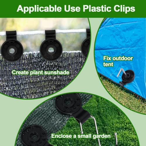 Image of 50PCS Shade Cloth Clips, Shade Cloth Plastic Clips | Greenhouse Fix Clamp, Windproof Awning Grip Tarp Clips for Sunshade Net, Anti Bird Netting, Garden Netting, Patio Accessories