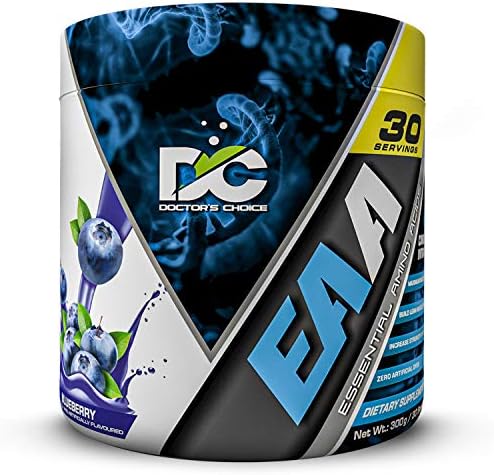 Doctor's Choice EAA (Essential Amino Acids) BCAA for Intra-Workout/Post Workout 300grams (Blueberry- 30 Servings), blue