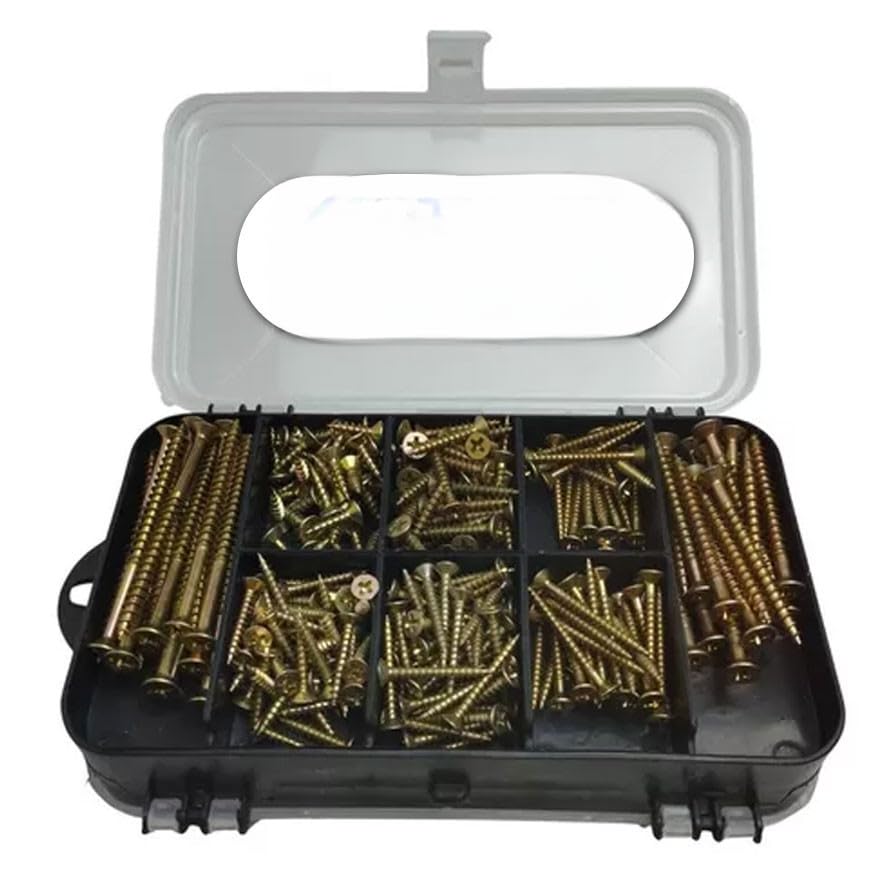 Kit Combo 300 pçs - Parafusos Chipboard + Buchas + Maleta estojo organizador