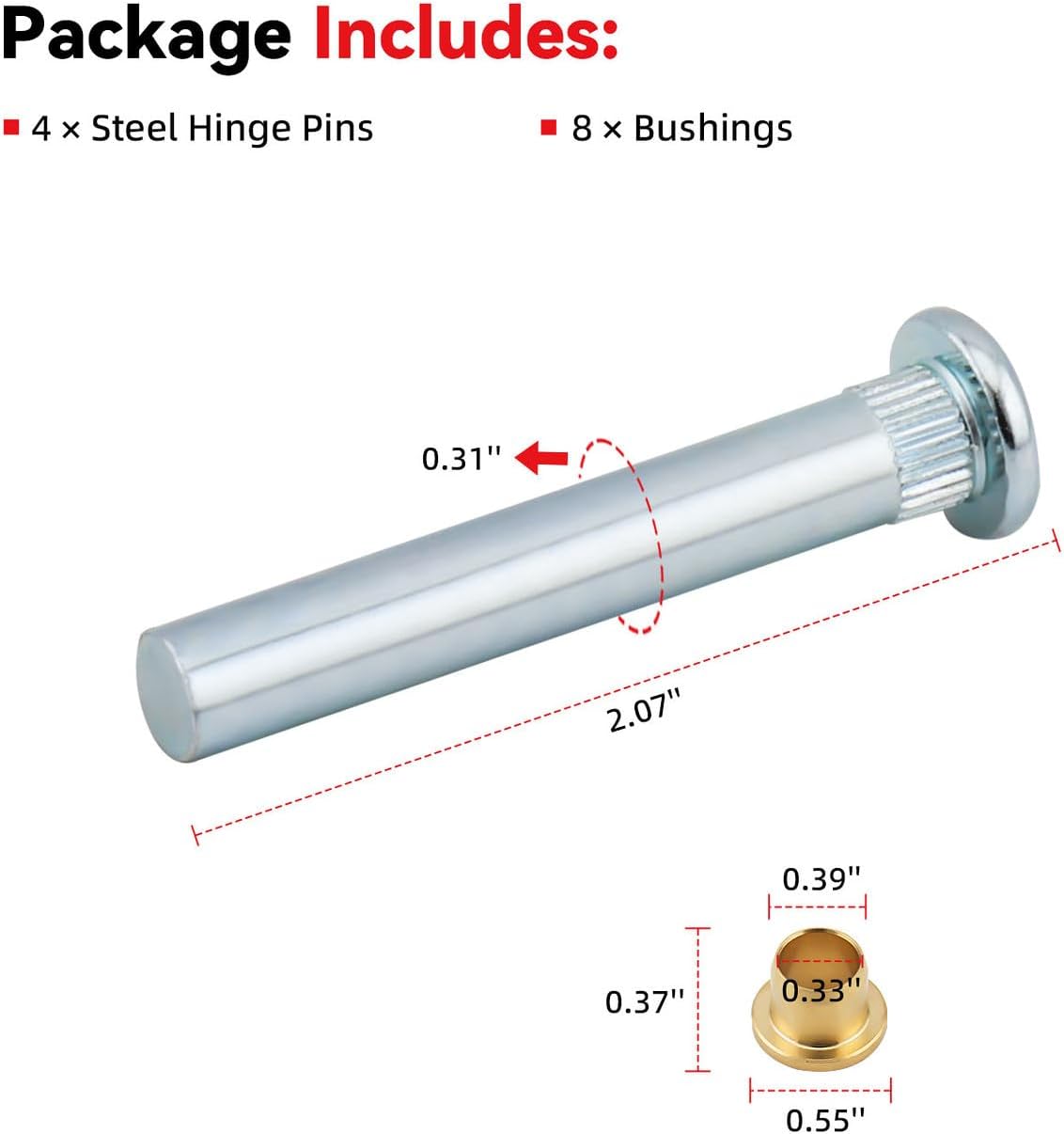 Front Door Hinge Pin and Bushing Repair Kit Compatible with 1998-2004 Frontier Replaces 38476