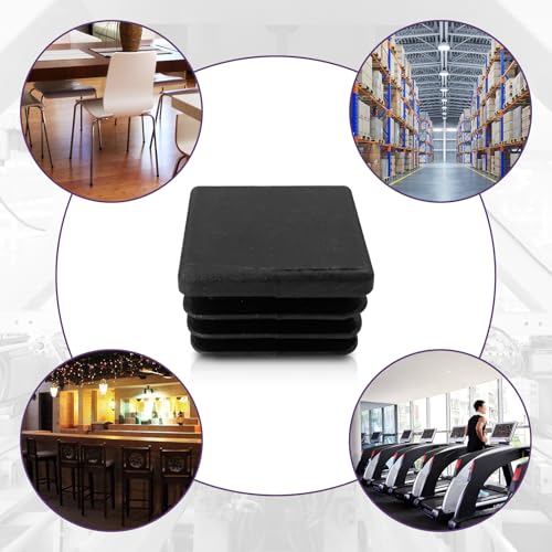 Image of 200Pcs End Caps for Tube 3 /5 inch 3 /4 inch 55 /64 inch 1 inch 1-1 /5 inch Black Round Plastic Plug Square Tubing End Caps Kit, Tubing Post End Cap Plastic Plugs for Metal Tubing Pipe Furniture Protection