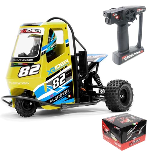Image of HTLNUZD 1 /8 RC X-Rider Flamingos 2.4G 3WD 2 in 1 ESC High Speed Rc Car Electric Tricycle Motorcycle Tricycle RTR Drift Adult Vehicles Collection Model (Yellow)