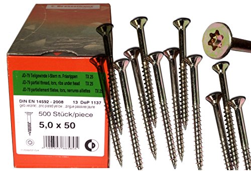 Torx Spanplattenschrauben 5,0 x 50 mm, Dresselhaus JD79, I-Stern, 500 Stk/Paket