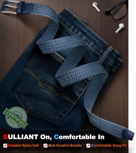 Image of BULLIANT Men's Woven Braided Stretch Web Golf Belt 1 3 /8 inch-Gift Boxed