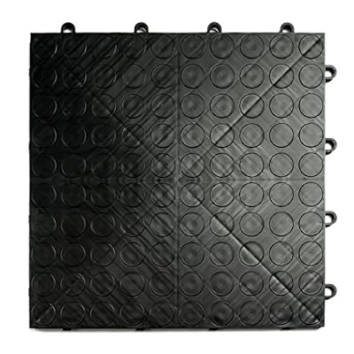 GarageDeck Coin Pattern, Durable Copolymer Interlocking Modular Non-Slip Garage Flooring Tile (24 Pack), Black