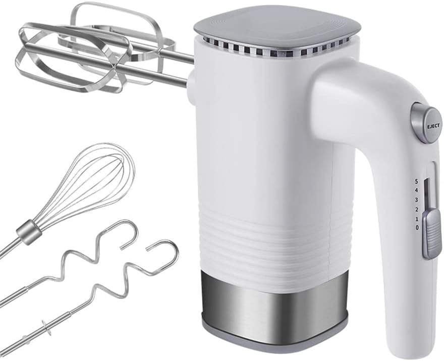 5-Speed 500W Electric Hand Food Mixer Handheld Kitchen Dough Blender With 2 Beaters 1 Whisk and Hooks