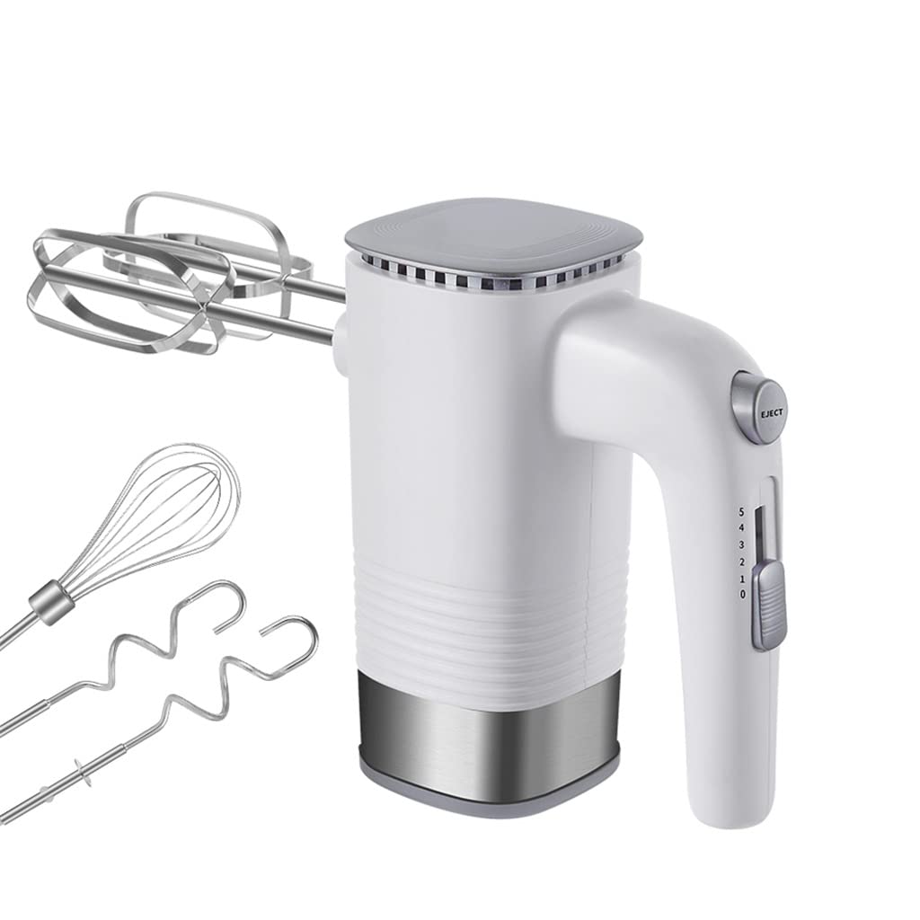 5-Speed 500W Electric Hand Food Mixer Handheld Kitchen Dough Blender With 2 Beaters 1 Whisk and Hooks