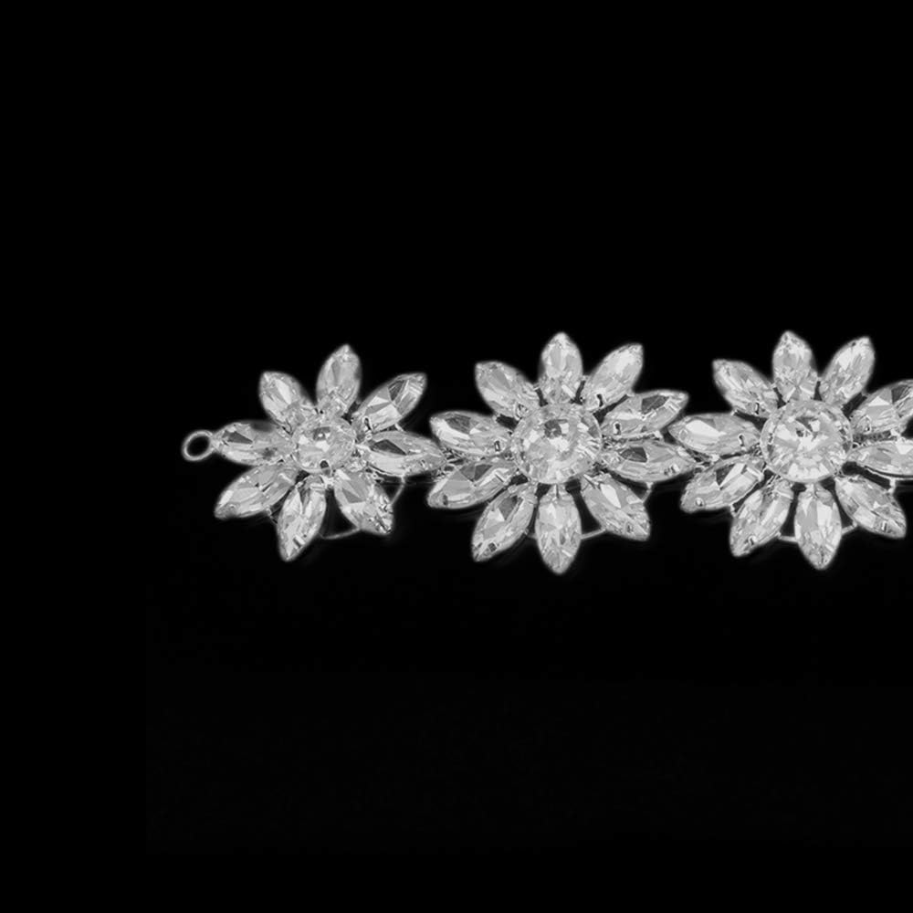 Weddecor 19cm x 4.5cm Silver Crystals Rhinestone Diamante Motif Sewing Applique Patch for Wedding Bridal Embellishment Casual or Formal Wear Design Fashion Accessory - Image 5