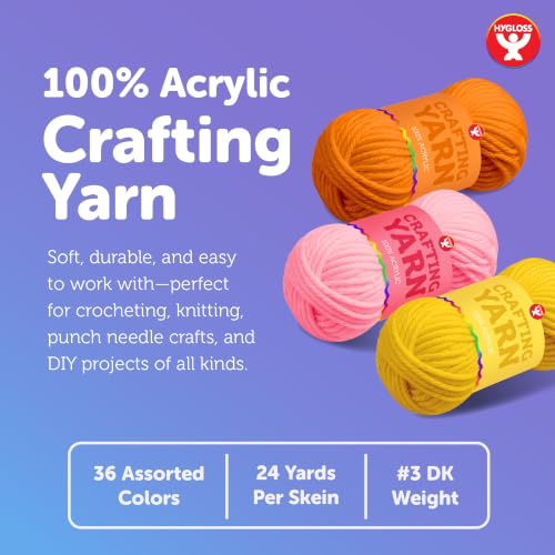 Image of Hygloss Assorted Acrylic Yarn for Crocheting & Hand Knitting - Set of 36