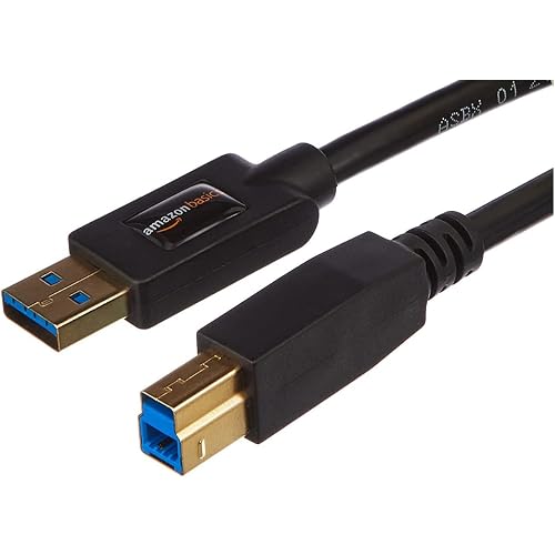 Amazon Basics USB-A to USB-B 3.0 Cable, 4.8Gbps High-Speed with Gold-Plated Plugs, 6 Foot, Black
