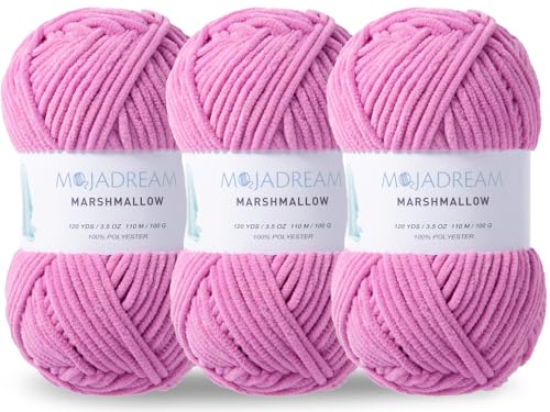 MOJADREAM 3PCS 3.5oz Chenille Yarn for Blankets Amigurumi: Soft Velvet