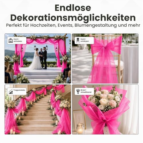 Trimming Shop Organza-Rolle, 25 m x 29 cm, schneetransparenter Glitzerstoff, elegantes Dekotuch für Stuhl, Schleife, Tischläufer… – Ansicht 6