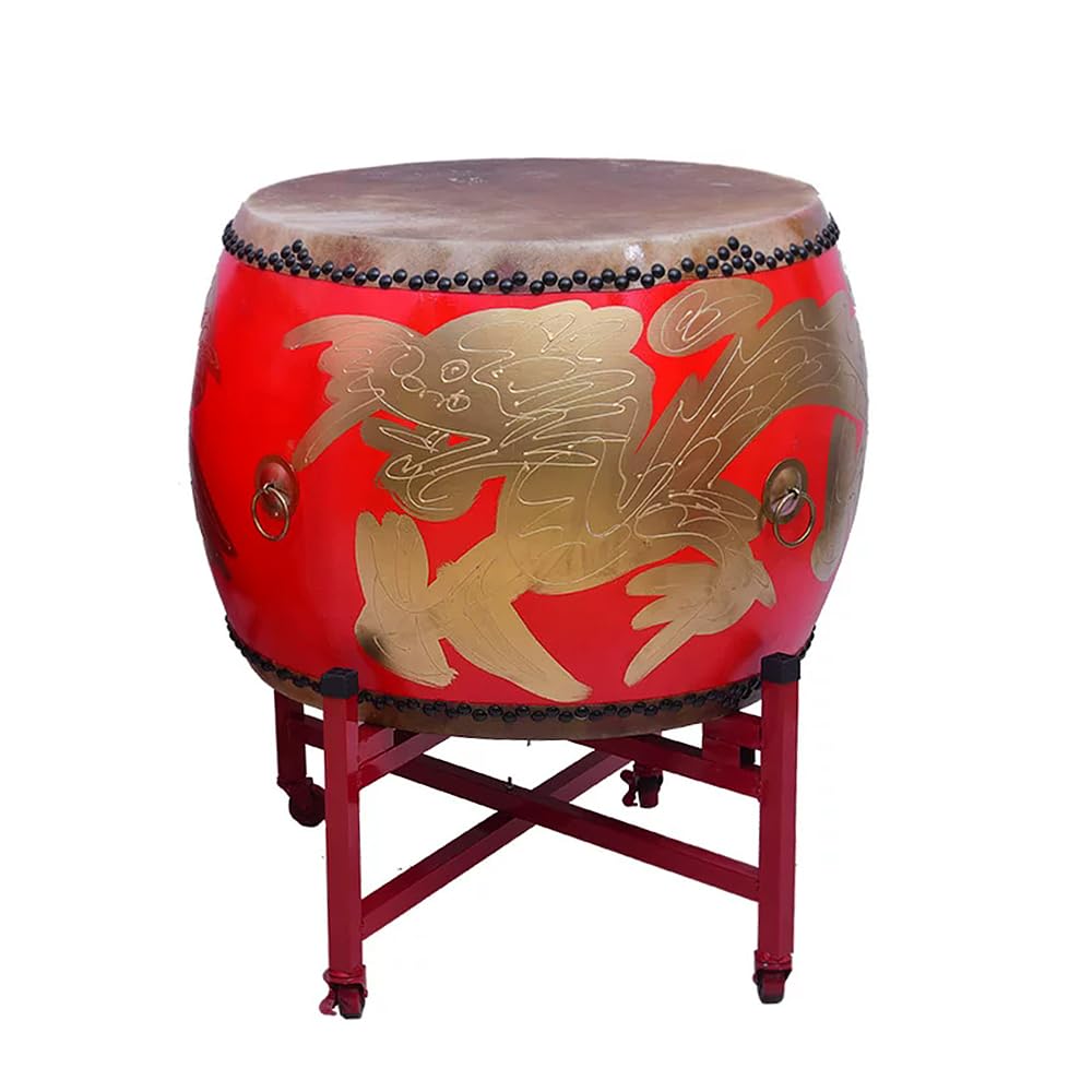 Tamburo cinese con supporto, tamburi acuti in legno massiccio, supporto per spettacoli di festival,Dragon drum,58CM