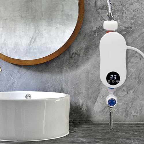 Caihaoa 110V Instant Electric Water Heater Shower, 3500W Mini Electric Instant Water Heater Faucet, Kitchen Household Electrical Instant Water Heater With Shower Head Whiter thumb #2