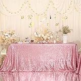 Eternal Beauty Fuchsia Pink Tablecloth, 50x80 Inch Sequin Rectangle Table Cover for Valentines Cake Dessert Exhibition Party Birthday Events