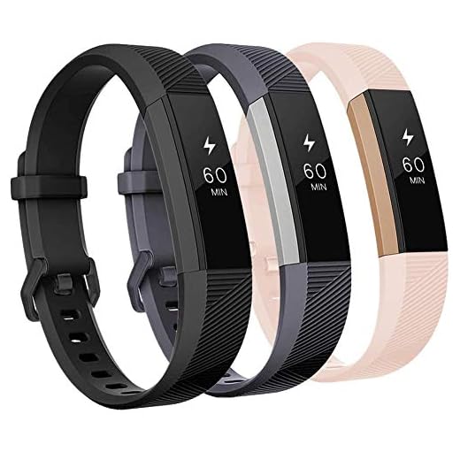 Axcellent Band kompatibla med Alta och Alta HR, 3-pack mjuka silikonarmband för Alta HR-band med säkert metallspänne för män kvinnor, liten stor