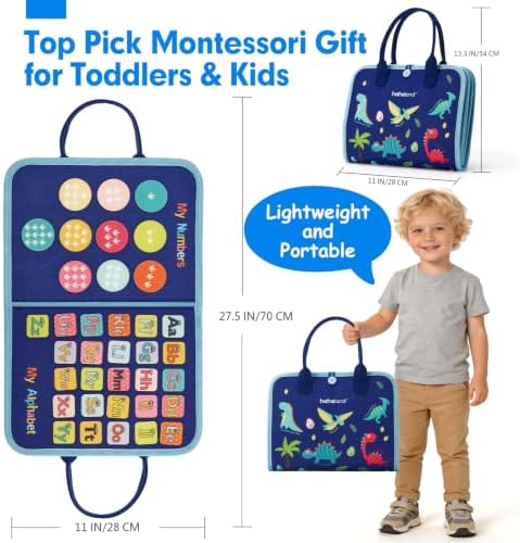 hahaland Toddler Busy Board - Montessori Toys for Boy Toys Gifts, Busy Board for Toddlers Boy, Activity Busy Book Educational Toddler Travel (Dinosaur) — view 4