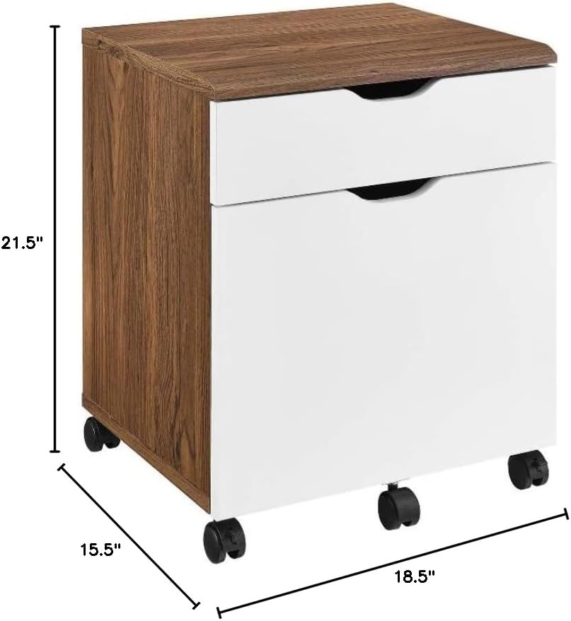 Miniatura 2 de Pemberly Row Archivador de madera con ruedas de plástico en nogalblanco