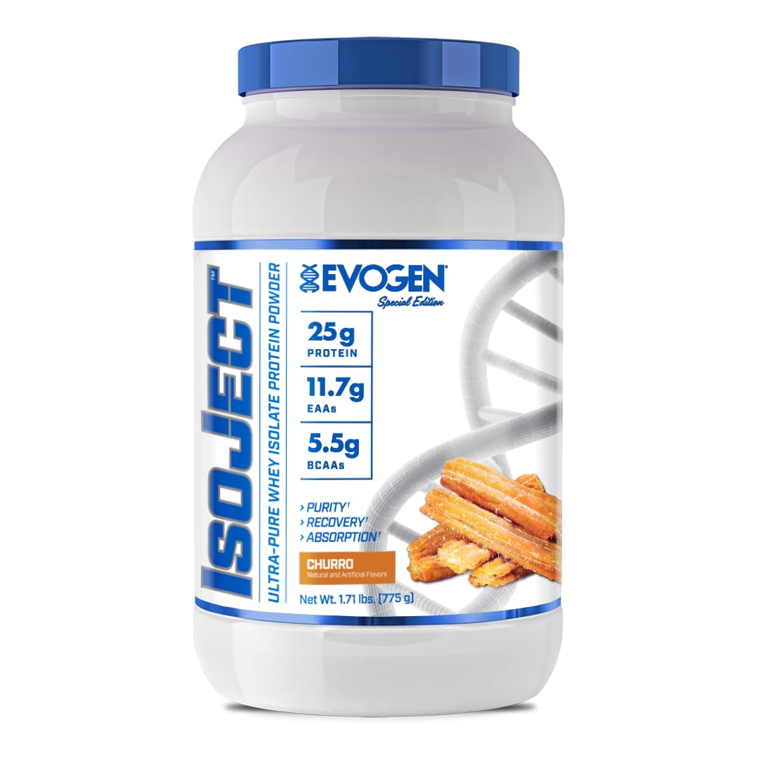 Evogen Isoject - Whey Protein Isolate | Ultra-Pure Whey Protein Powder with Ignitor Enzymes, BCAAs, and EAAs | Enhanced Absorption & Recovery | Churro | 25 Servings