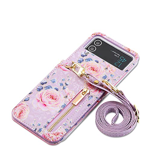 Coque Galaxy Z Flip 4 protège des chutes avec sa lanière bandoulière cuir