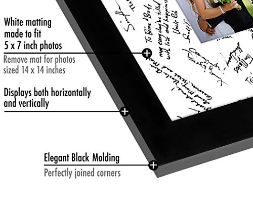 Americanflat 14X14 Black Wedding Signature Picture Frame Displays 5X7 Photo With Polished Glass #TOP2