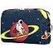 Produktbild Makeup Bag Organizer Kleine Cosmetic Bags for Women Travel Kulturbeutel Makeup Case Geldbörse Handtasche Netter Astronaut fährt auf dem Fahrrad am Saturn