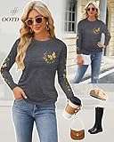 Flafens Long Sleeve Shirt for Women - Soft Crewneck Casual Graphic Fashion Clothes Tshirts Cute Cool Cotton Fall Trendy Workout Outfits Vacation Tops, Butterfly, Medium