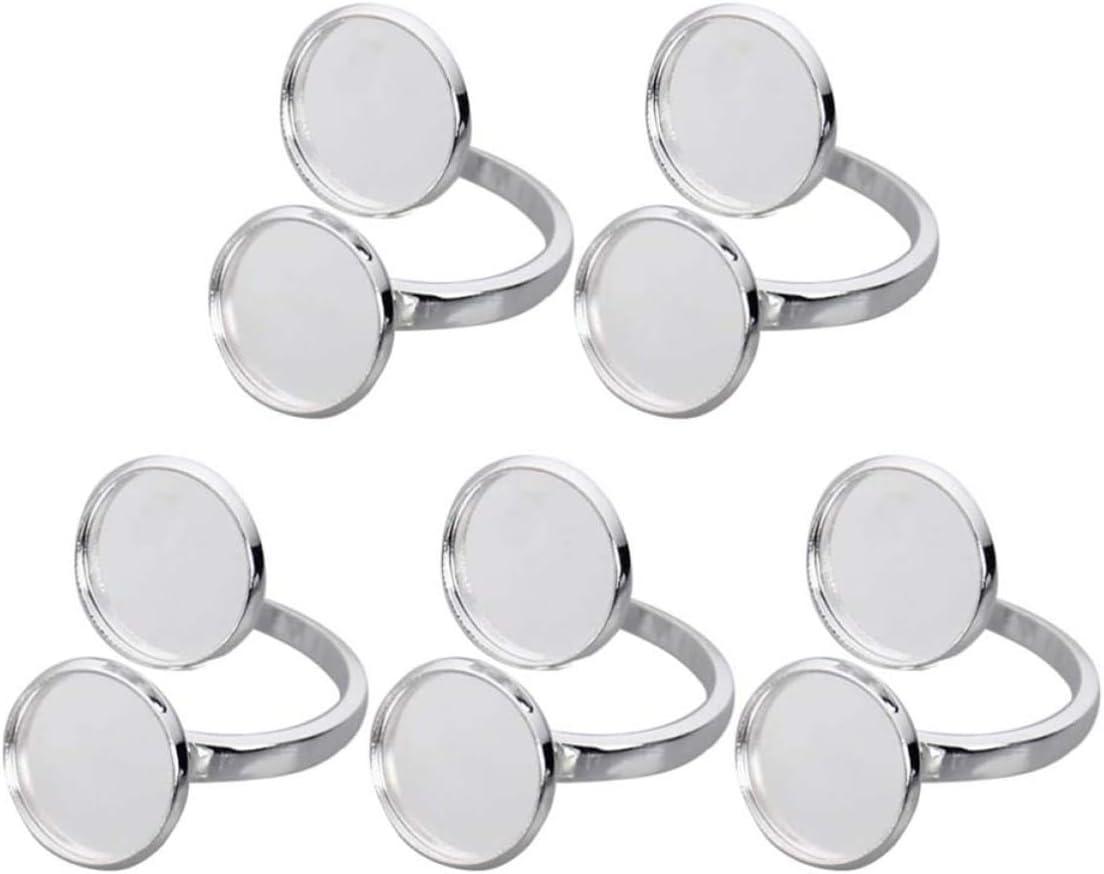 5pcs Adjustable Ring Base Silver Copper 12mm Inner Diameter | Jewelry Making Accessory, DIY Finding for Home Projects, Compact Tray-style Holder, Ring Blank Set