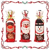 Cubiertas para Botellas de Vino Tinto Bolsos, Bolsa de Vino Santa Muñeco de Nieve Elk