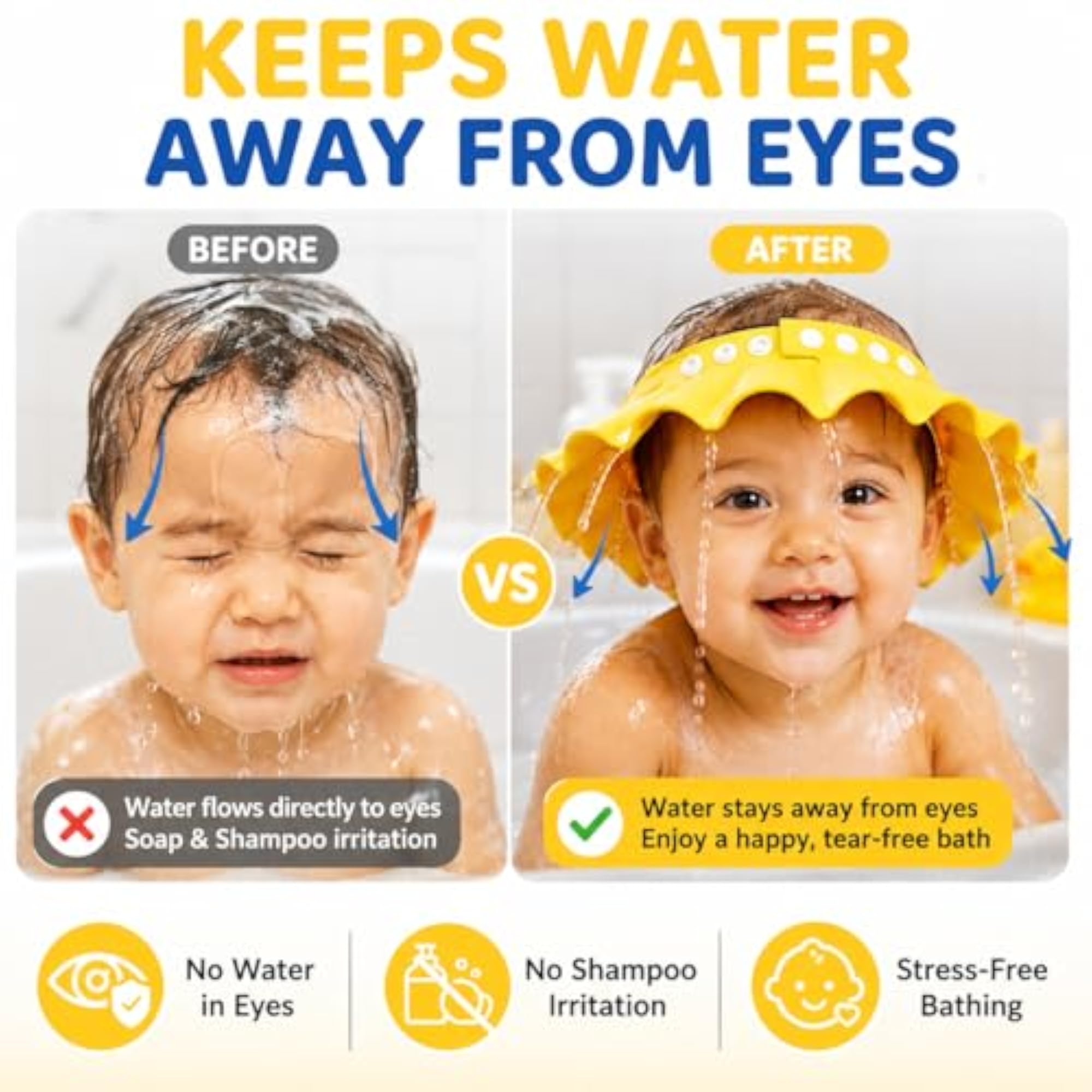 Baby Shampoo Shower Cap for Kids, Adjustable Waterproof Visor